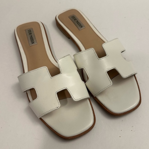 Steve Madden HADYN WHITE LEATHER Slide Sandal Size 10 - Picture 6 of 15